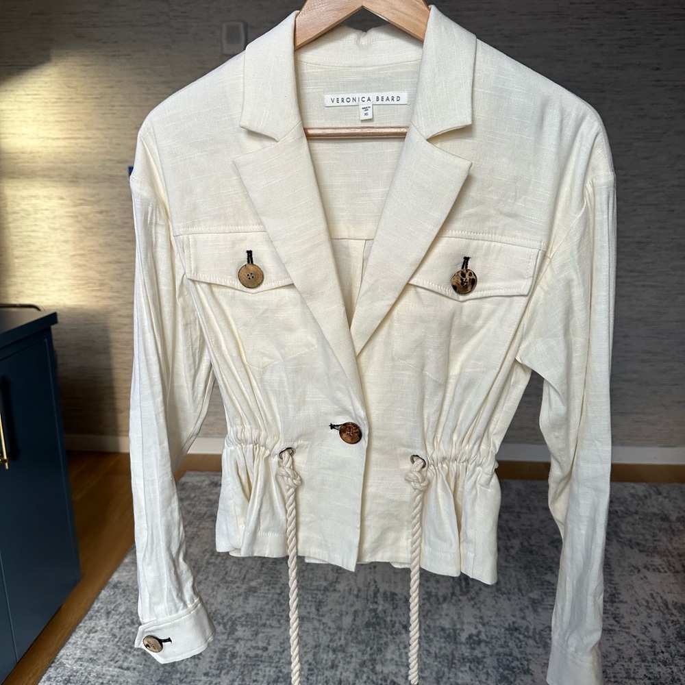 Veronica Beard Cropped Linen Jacket
